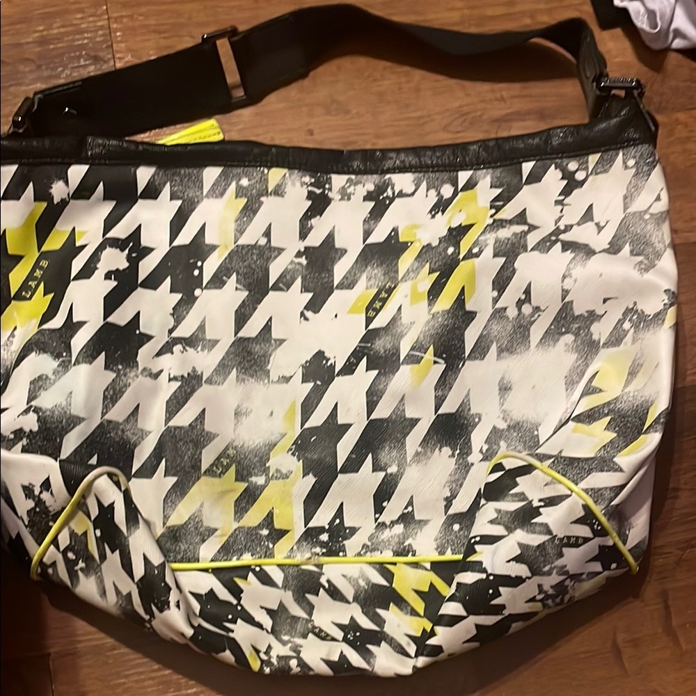 Stylish Black and Yellow Houndstooth L.A.M.B. Bag